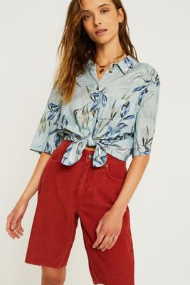 UO Blue Floral Souvenir Shirt