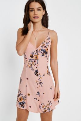 UO Floral Button-Through Slip Dress