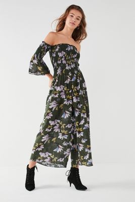 UO Glory Floral Off-The-Shoulder Jumpsuit