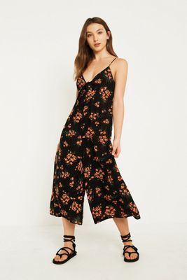 UO Bunny Tie-Front Floral Jumpsuit