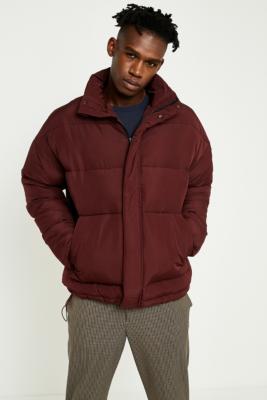 mens burgundy puffer jacket