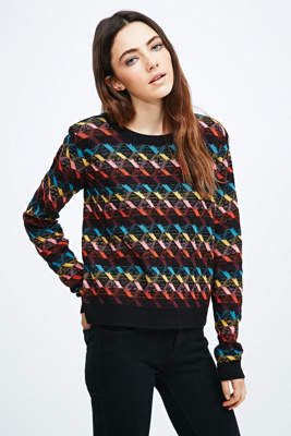 Cooperative Striped Diamonds Jumper in Black