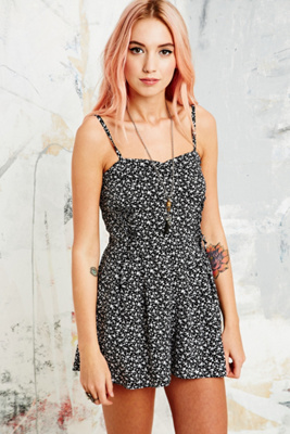 Pins & Needles Ashley Playsuit in Monochrome - Urban Outfitters