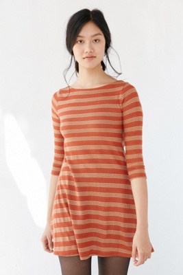BDG Boat Striped Rust Swing Dress