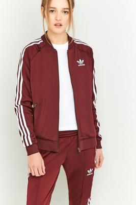 maroon adidas track jacket women's