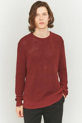 burgundy knitted jumper mens