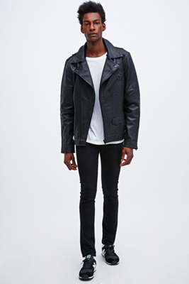 Hide Classic Leather Shearling Biker Jacket in Black