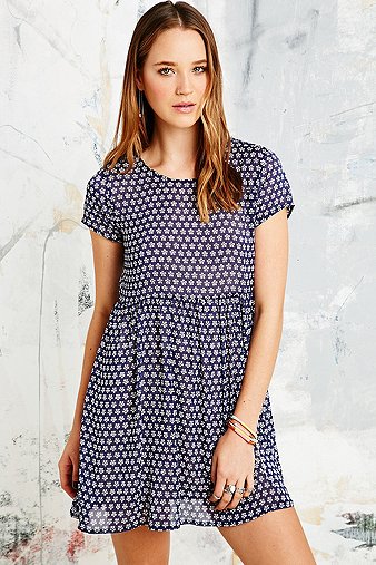 Vintage O&amp-O Babydoll Dress in Navy - Urban Outfitters