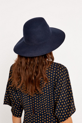 Navy Felt High Brim Hat