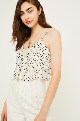 UO Spotted White Tie-Front Cami | Urban Outfitters UK