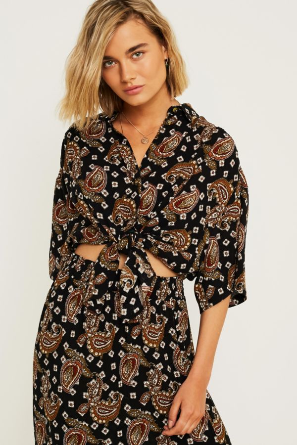 UO Paisley Print Button-Through Shirt | Urban Outfitters UK