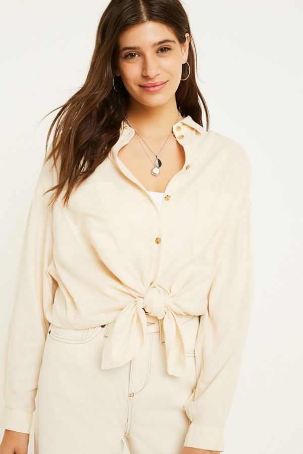 UO Oversized Linen Shirt Urban Outfitters UK