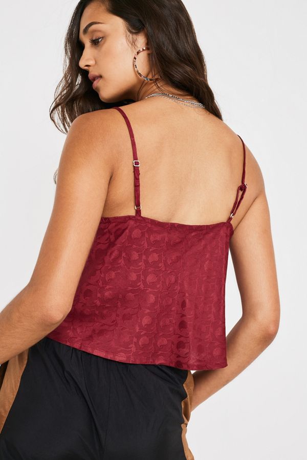 UO Maroon Jacquard Cami Urban Outfitters UK