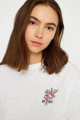 UO Embroidered Floral Off Duty T-Shirt | Urban Outfitters