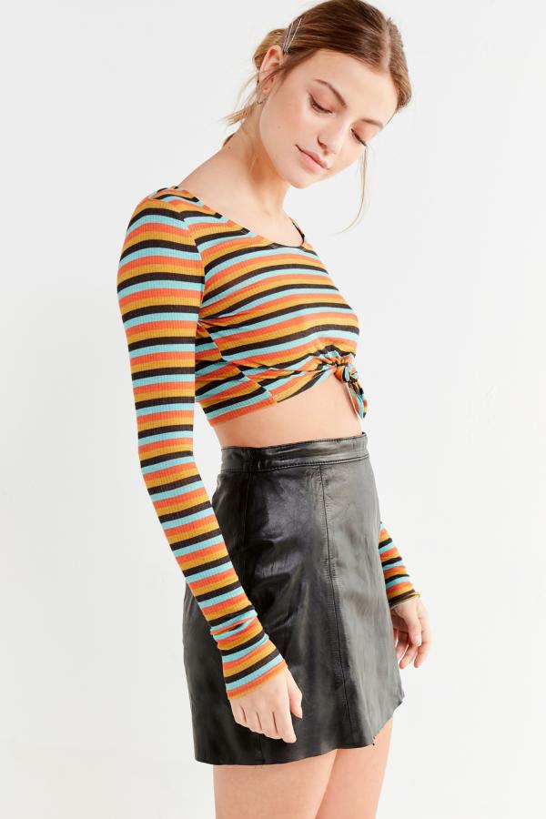 Roxy Striped Tie-Front Top | Urban Outfitters