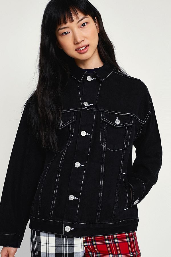 BDG Black Contrast Stitched Denim Jacket | Urban Outfitters