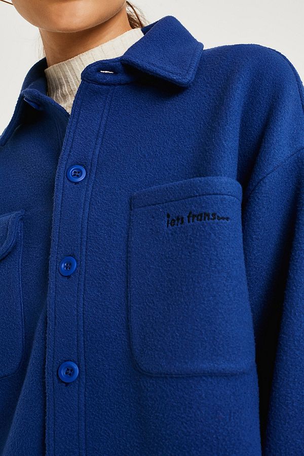Slide View: 2: iets frans... Longline Fleece Button-Through Shirt
