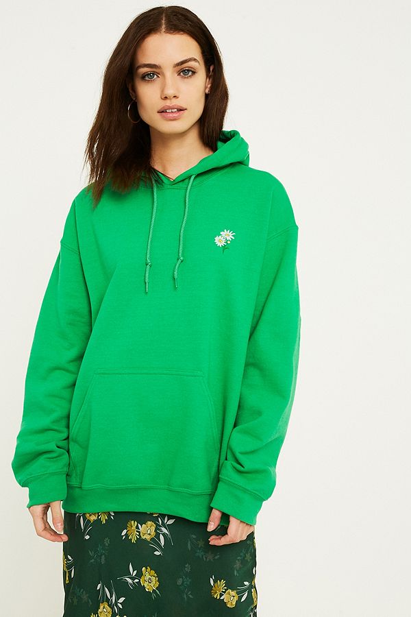 UO Daisy Green Embroidered Hoodie | Urban Outfitters UK