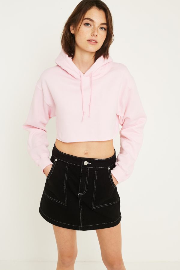 UO Plain Cropped Fleece Hoodie | Urban Outfitters UK