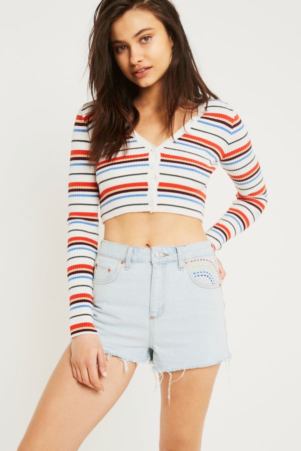 BDG Mom Rainbow Embroidery Denim Shorts | Urban Outfitters