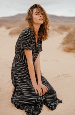 polka dot button up dress