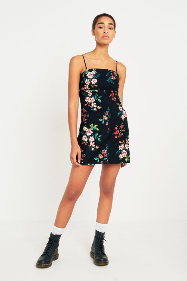 Pins & Needles Audrey Embroidered Floral Mesh Slip Dress | Urban Outfitters