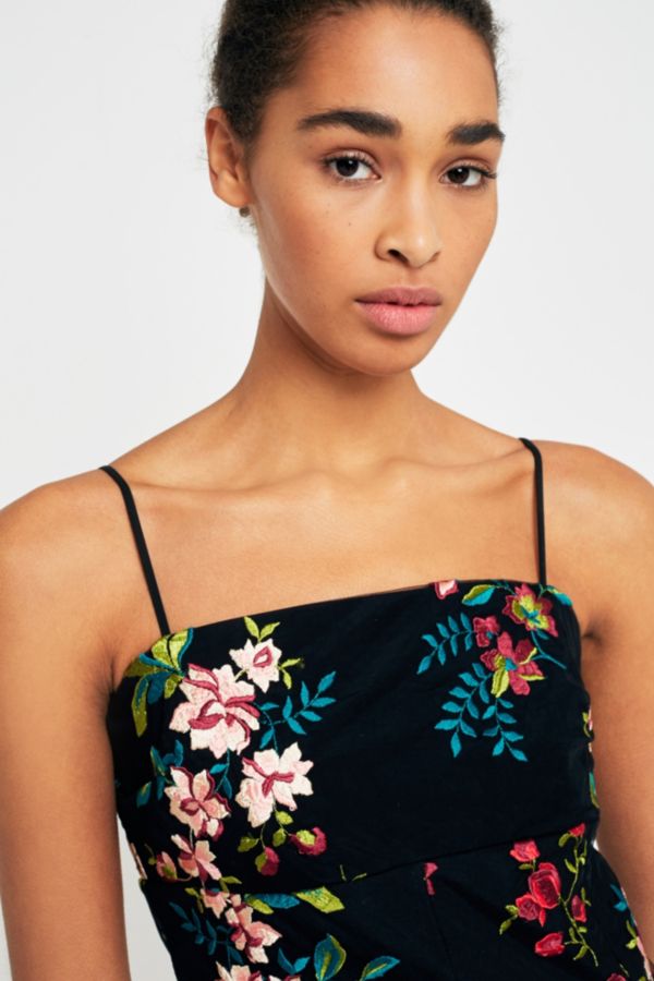 Pins & Needles Audrey Embroidered Floral Mesh Slip Dress | Urban Outfitters