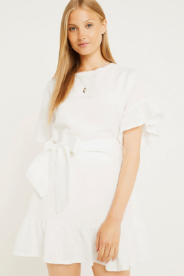 urban outfitters white linen dress