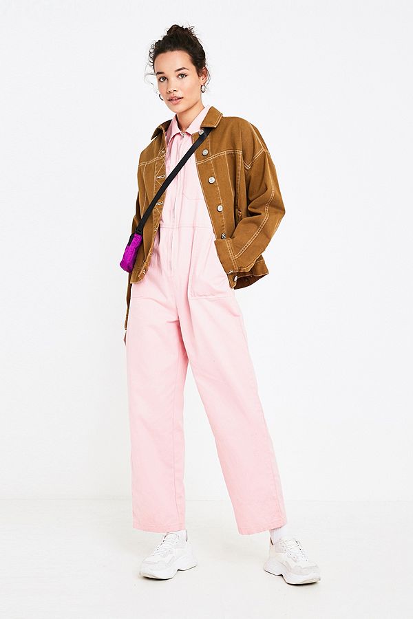 Slide View: 2: UO Rosie Pink Utility Jumpsuit