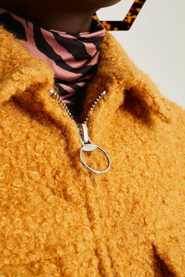 UO Mustard Teddy ZipThrough Jacket Urban Outfitters UK