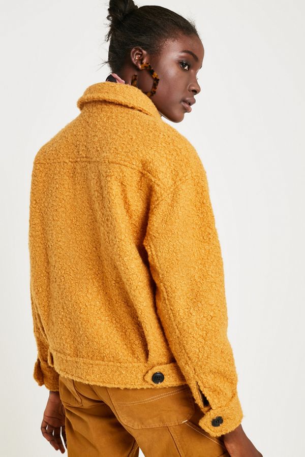UO Mustard Teddy ZipThrough Jacket Urban Outfitters UK