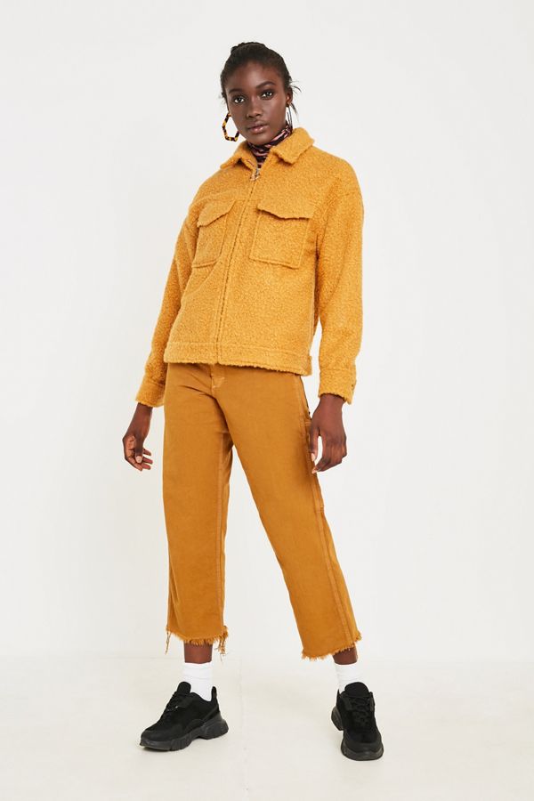 UO Mustard Teddy ZipThrough Jacket Urban Outfitters UK