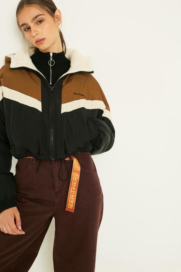 iets frans… Brown Hooded Crop Shell Jacket | Urban Outfitters UK