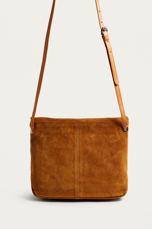 UO Suede Round Flap Brown Messenger Bag Urban Outfitters