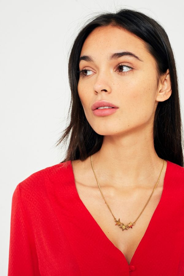 MADE Triple Star Brass Necklace Urban Outfitters