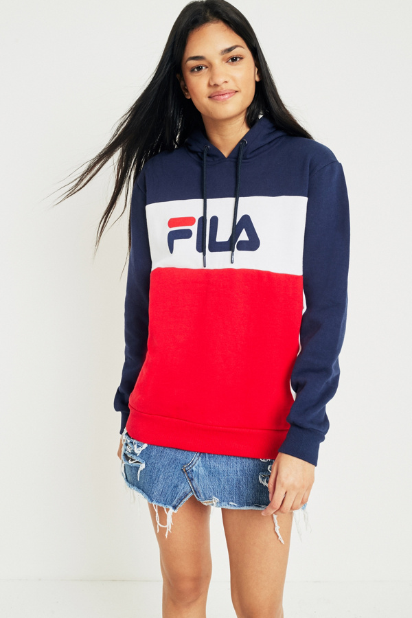 FILA ColourBlocked Logo Hoodie Urban Outfitters UK