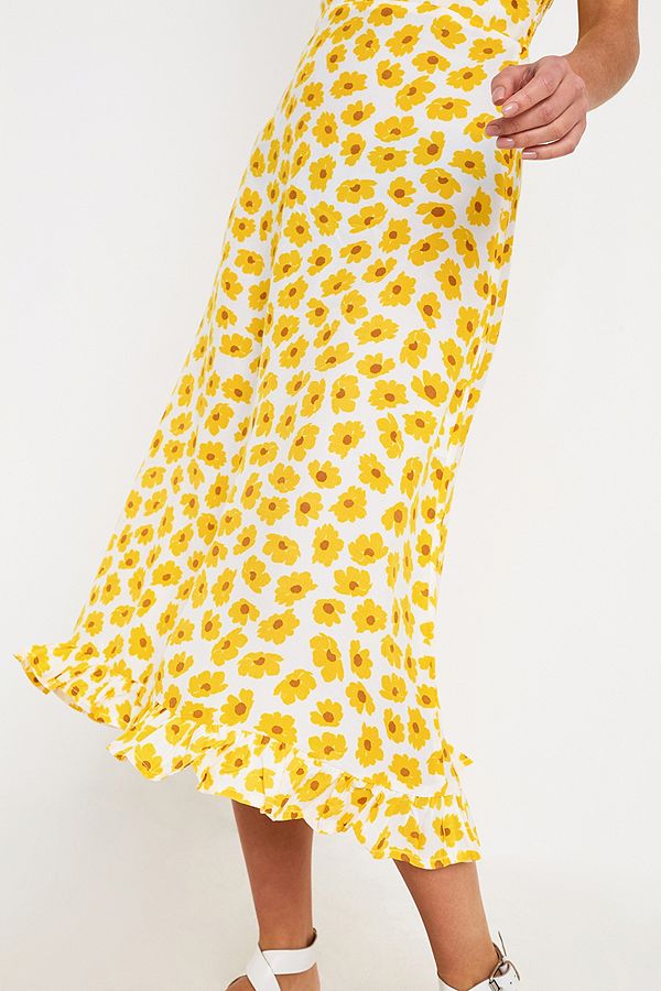 Faithfull The Brand Noemie Yellow Floral Midi Dress | Urban Outfitters UK