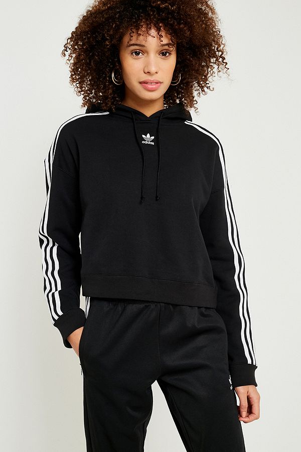 adidas Originals 3-Stripe Cropped Hoodie | Urban Outfitters