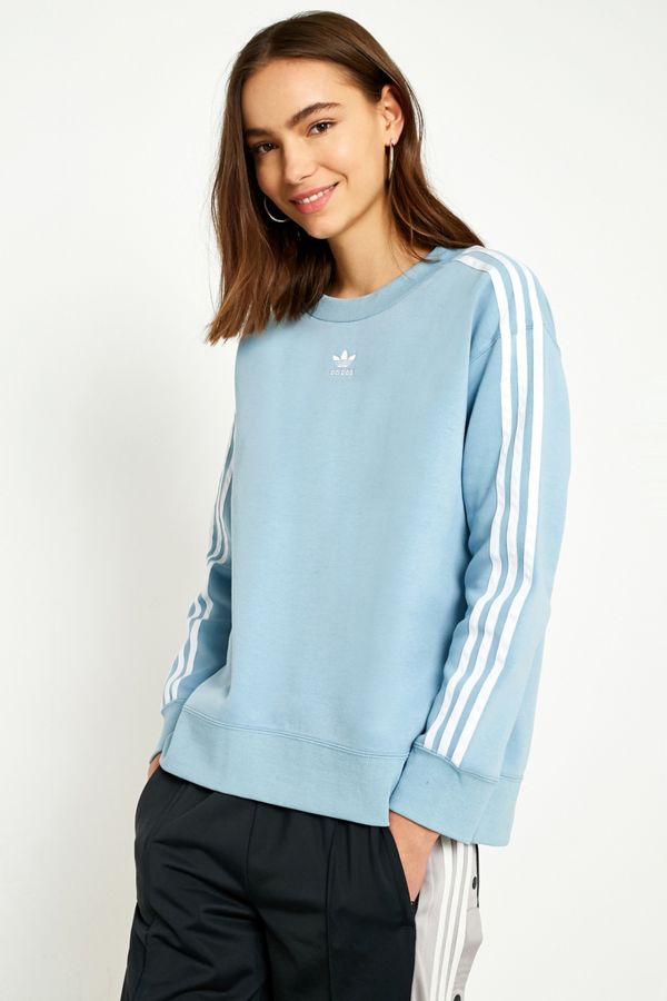 adidas Originals Blue 3Stripe Jumper Urban Outfitters