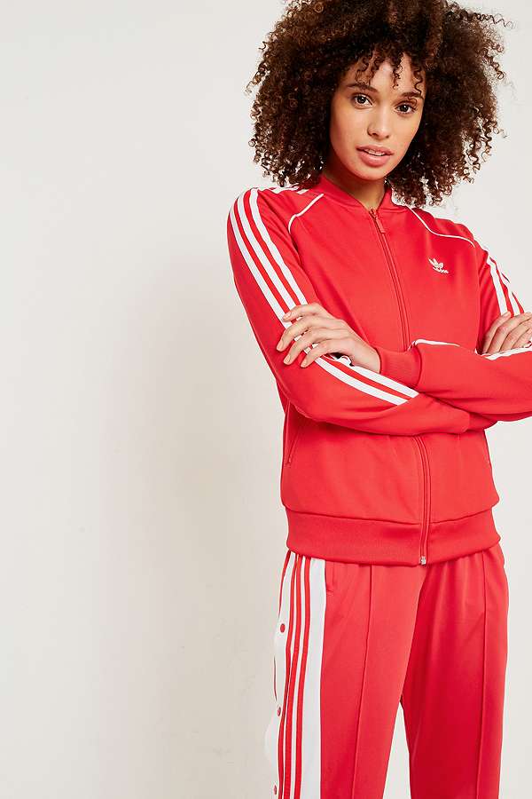 adidas Originals Red 3-Stripe Track Top | Urban Outfitters