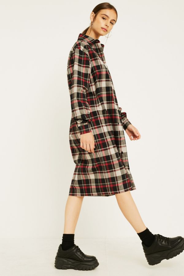 Lazy Oaf Oversize Flannel Shirt Dress | Urban Outfitters UK