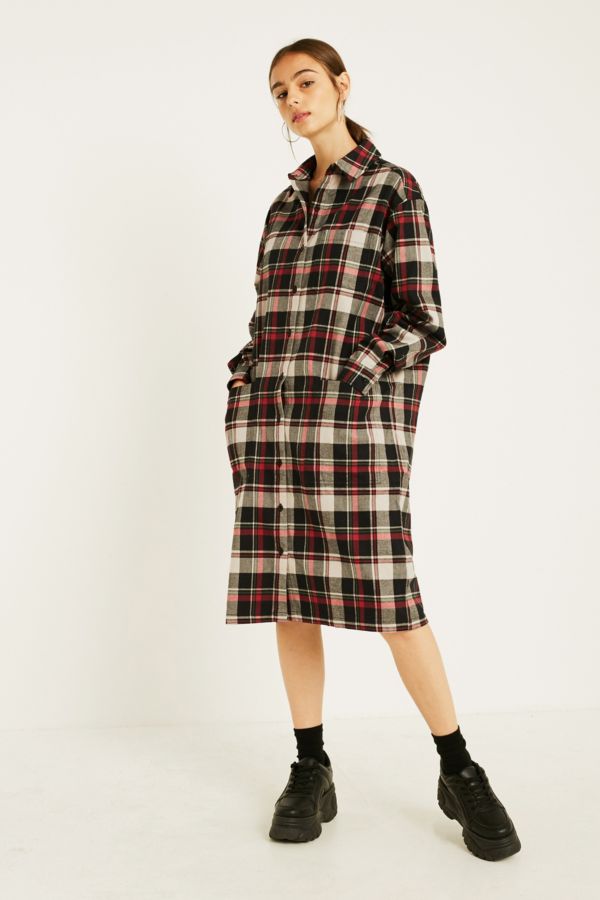 Lazy Oaf Oversize Flannel Shirt Dress | Urban Outfitters UK