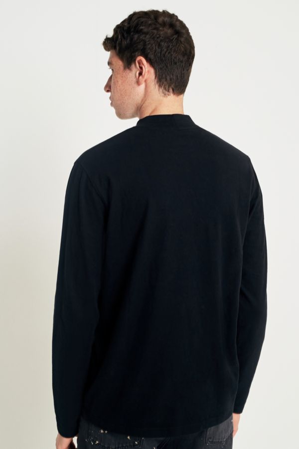 UO Black Jersey Mock Neck Long-Sleeve T-shirt | Urban Outfitters