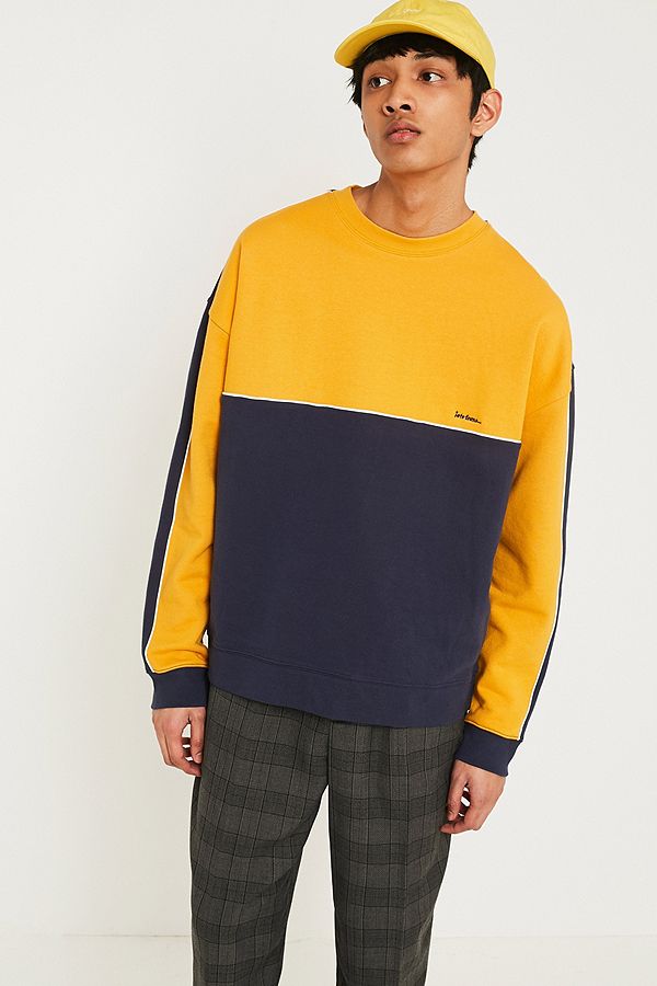 iets frans… Blue and Mustard Panel Sweatshirt | Urban Outfitters