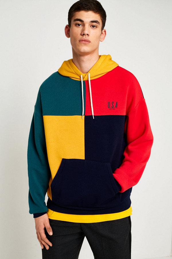 UO Colour Block USA Hoodie | Urban Outfitters UK