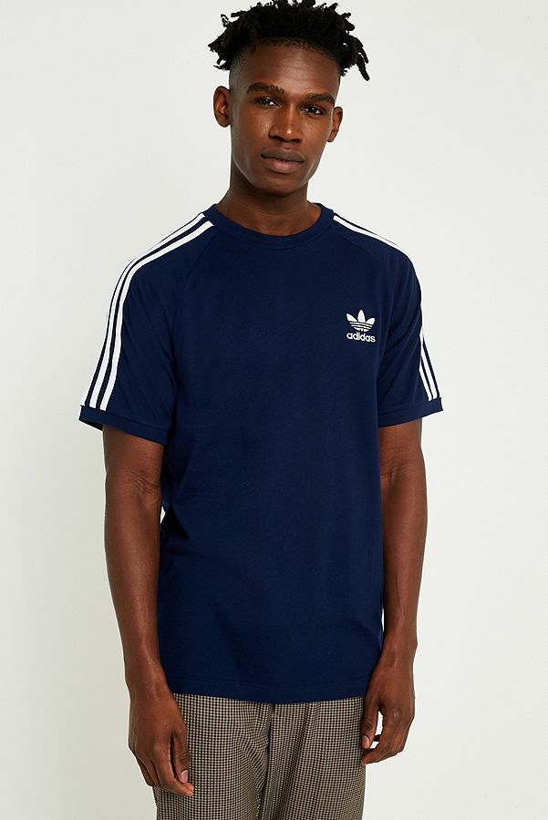 adidas trefoil 3 stripes t shirt in navy adidas trefoil 3 stripes t shirt in navy