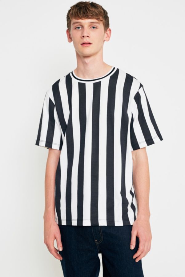 Vertical Black And White Striped T Shirt