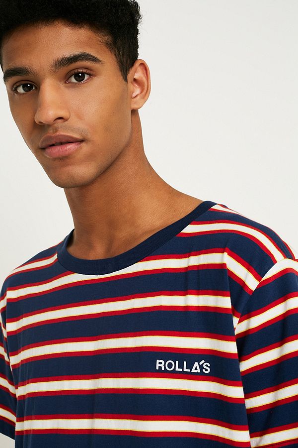 Rolla’s Stripe Short-Sleeve Logo T-Shirt | Urban Outfitters