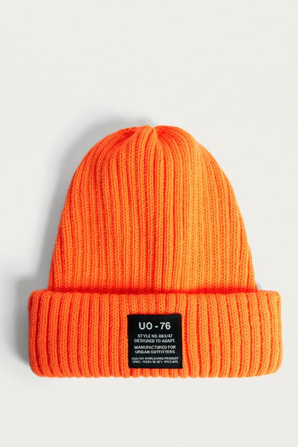 UO Fluorescent Orange Ribbed Beanie Urban Outfitters UK