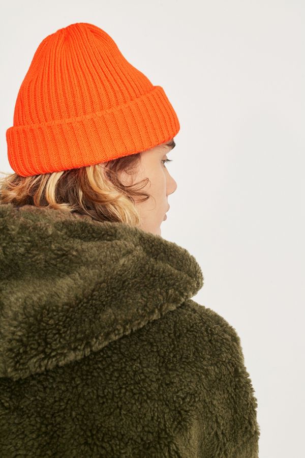 UO Fluorescent Orange Ribbed Beanie Urban Outfitters UK